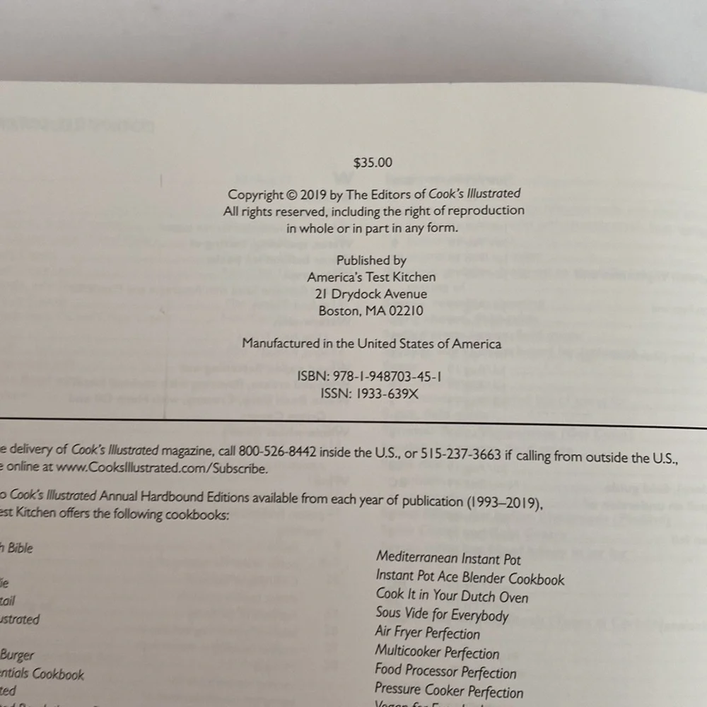 Cook’s Illustrated Compilation of 2019 Issues